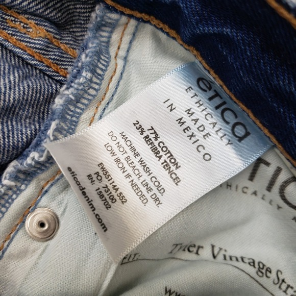 Etica Jeans Womens 27 Blue Tyler Vintage Straight LegHigh Rise Dark Wash Denim - Picture 6 of 11